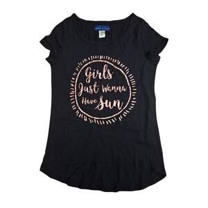Simply Styled Navy Short Sleeve Tee Girls Just Wanna Have Sun Medium (10-12)